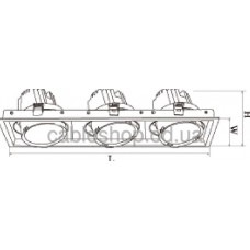 Светильник врезной VISION SQUARE ELS166Rx3/95W